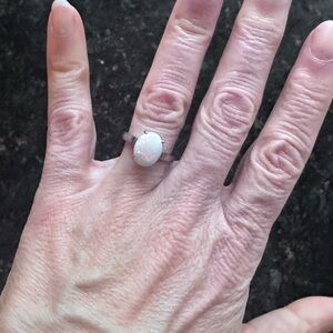 Vintage White Opal Sterling Silver Ring Size 6.5 weight 2.7 grams